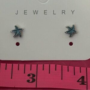 Starfish Stud Earrings - Blue Enamel